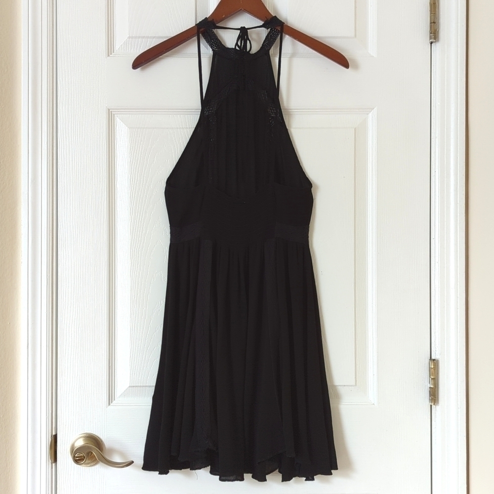 Intimately Free People Falling For You Lace Inset Halter Mini Slip Dress Black S - Picture 10 of 15